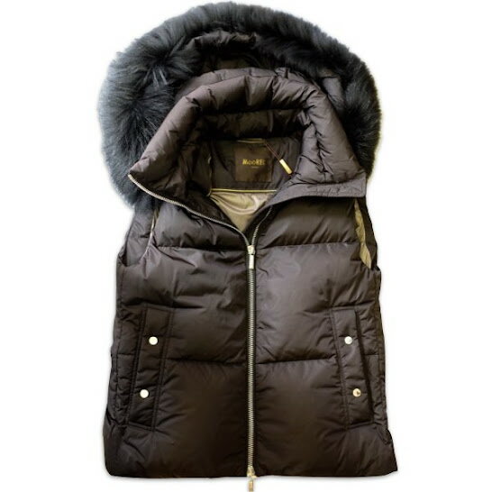 週末値下げ☆リアルファー黒ダウンベスト VICKY ダウンベスト ベスト リアルファー チャイニーズラクーン