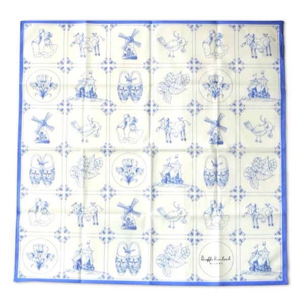 ディエッフェ・キンロック Dieffe Kinloch コットンプリントハンカチ AMSTERDAM TILES【送料無料】タイル 木靴 牛 船 ヨット オランダ アムステルダム プレゼント 母の日 父の日 ギフト