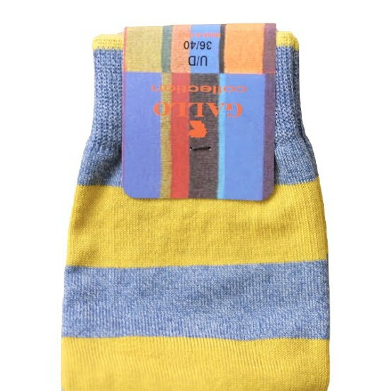 ガッロ GALLO レディス 強撚コットン ワイドボーダー ホーズ【送料無料】【イタリア製】 女性サイズ 靴下 ロング丈 ハイソックス ギフト プレゼント 父の日 母の日