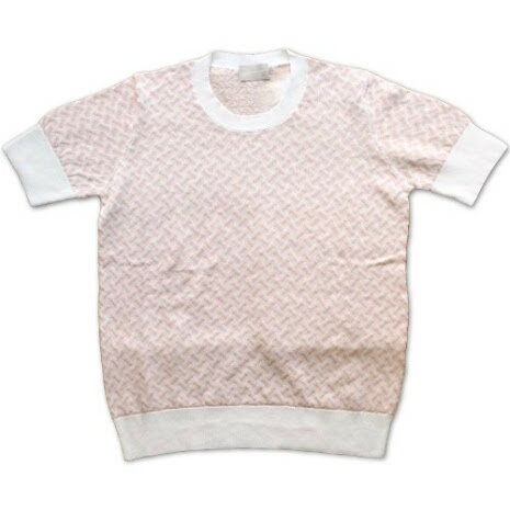 樂天商城 - ドルモア Drumohr レディス ビスコッティ柄 クルーネック ニットTシャツ【イタリア製】【送料無料】半袖 ショートスリーブ コットンリネン ピンク ピンクベージュ