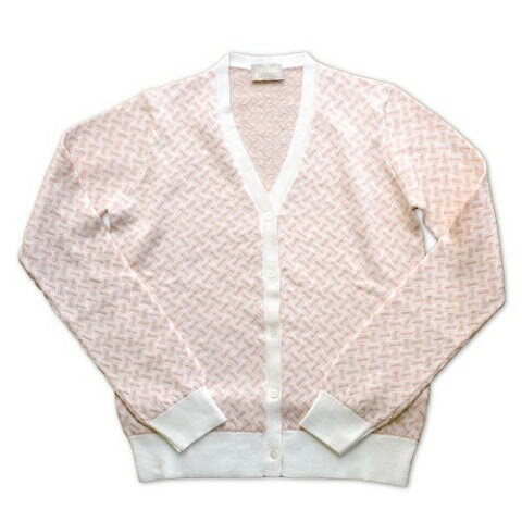 樂天商城 - ドルモア Drumohr レディス ビスコッティ柄 Vネックニット カーディガン【イタリア製】【送料無料】長袖 ロングスリーブ コットンリネン ピンク ピンクベージュ アンサンブル