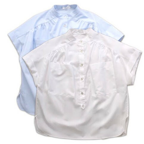 樂天商城 - BARBA バルバ レディス コットン バンドカラー ロールカフ ショートスリーブシャツ【送料無料】 スタンドカラー ショートスリーブ 半袖 ブラウス 綿素材 イタリア製