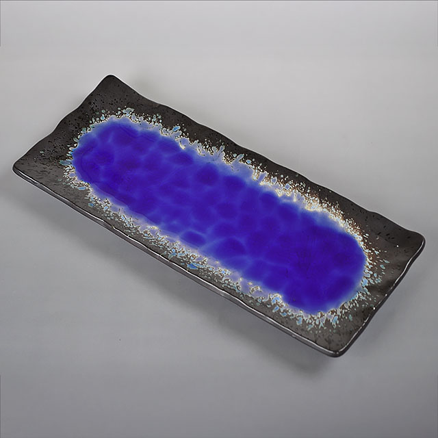 [セール] 深海 さんま皿 ブルー 28.5cm×12cm×高さ2.5cm サンマ皿 長角皿 長皿 和食器