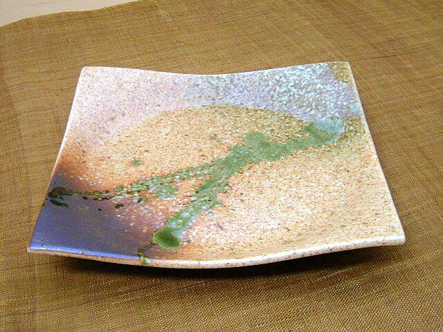 5.5 正角皿 17cm×17cm×3cm 信楽織部 取皿 和皿 和食器 四角 スクエア プレート 日本製