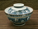 蓋丼 藍彩梅 直径15.5cm×高さ10.3cm フタ付き どんぶり 蓋付き 白梅 和食器 陶器