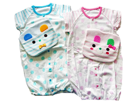 ツーウェイオール アニマルフェイス 2wayオールカバーオール 50cm〜60cmスタイ付き/新生児〜4ヶ月頃【チャックル】