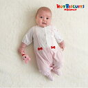 30%OFF SALE ホットビスケッツ ミキハウスmikihouse リボンモチーフ サロペット風 ロンパース カバーオール 50cm~60cm 男の子 女の子 御祝 出産祝い ギフト お祝い