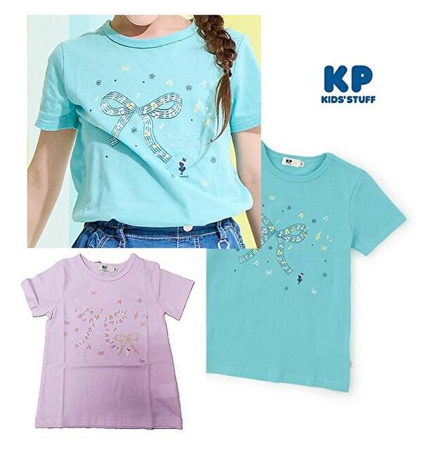 乐天商城 - 【新作】KP ニットプランナー【GOOD PRICE】ラメリボンプリント Tシャツ100cm110cm120cm130cm140cm 女の子カットソー お出かけ
