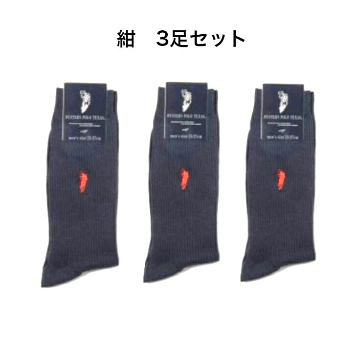 【メンズ靴下　3足セット】　WESTERN POLO TEXAS　紳士　リブカジュアルソックス　...