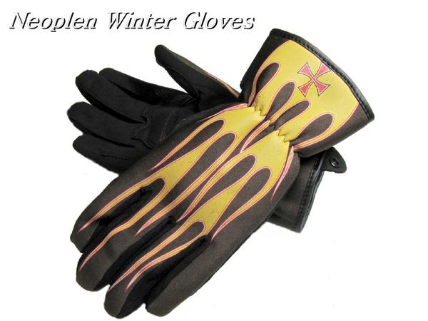 ☆送料無料■MOTO★FIELD防水防寒ネオプレーンウインターグローブ　ブラウン　イエローフレア■M・L・LL■　MFG−156