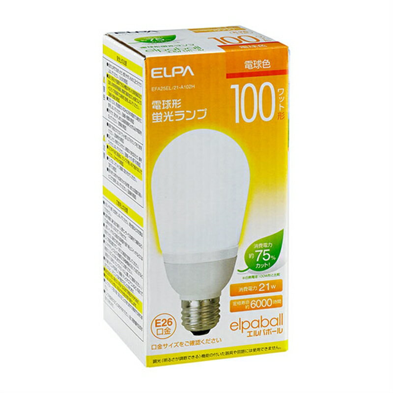 ELPA 電球型蛍光灯 E26 100W 1個入り EFA25EL/21-A102H 電球色