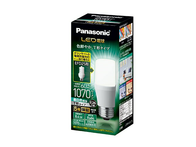 Panasonic（パナソニック） LED電球　T型　60形　E26　昼白色 LDT8NGST6 昼白色相当　60W形相当/E26口金