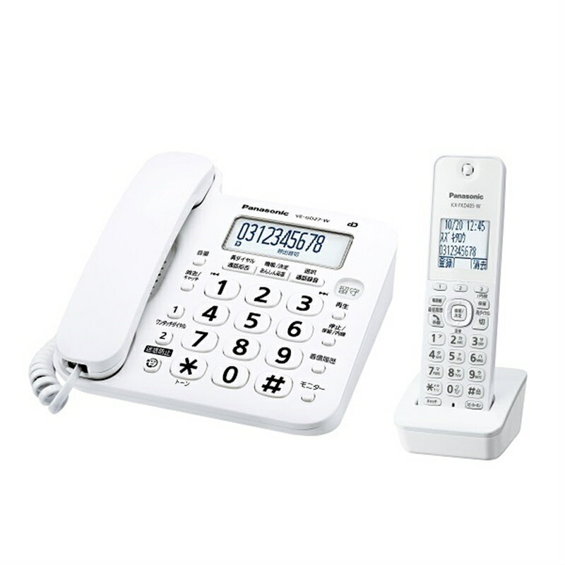 Panasonic パナソニック コードレス電話機 子機1台付き VE-GD27DL-W ホワイト