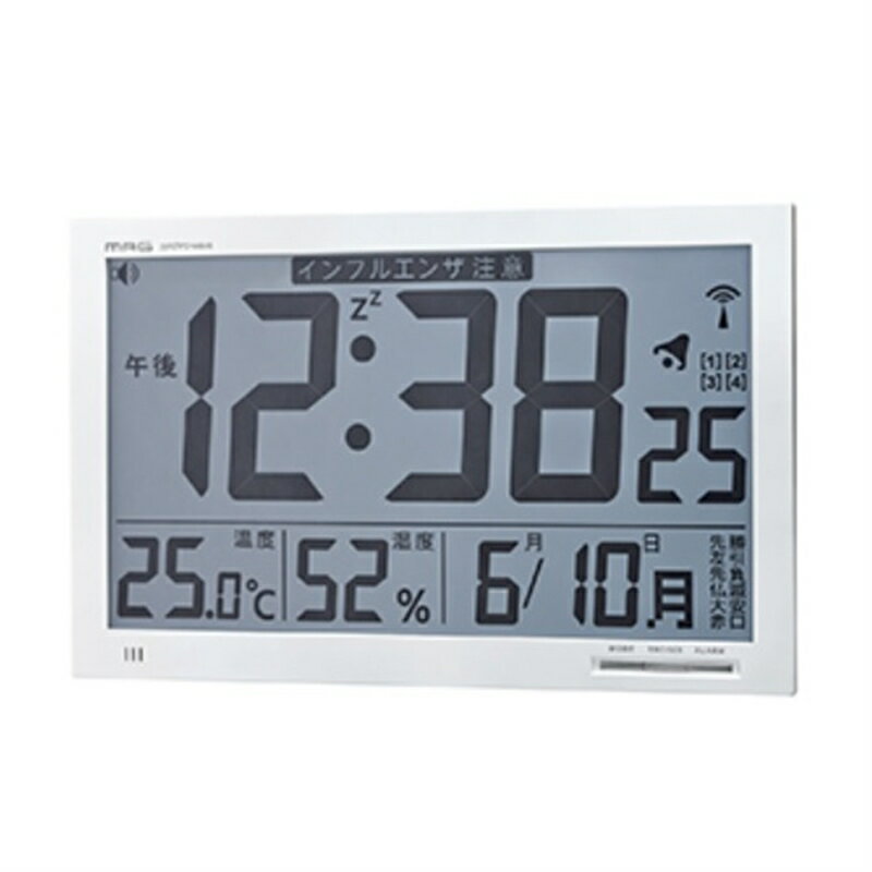 ノア精密 電波デジタル掛け置き時計 W-602 WH