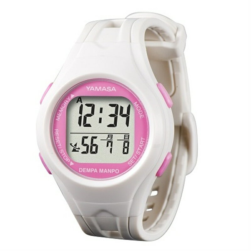 山佐時計計器 ウォッチ万歩計 DEMPA MANPO(スモールモデル) TM-460-W/P ホワイト／ピンク