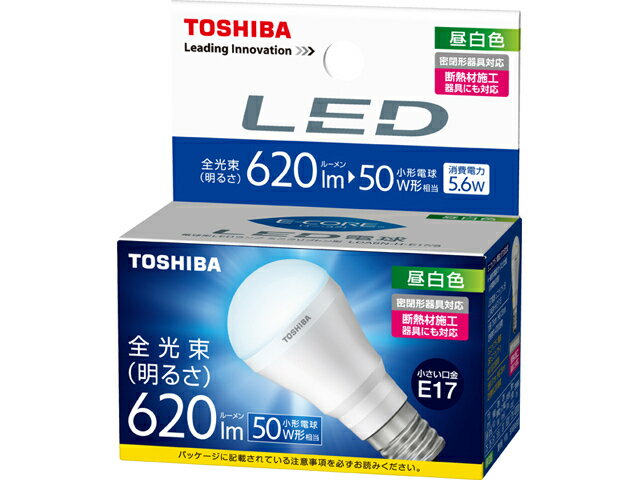 (アウトレット)東芝（TOSHIBA） LED電球 ミニクリ形5．6W LDA6N-H-E17/S 昼白色 50W形相当/E17口金