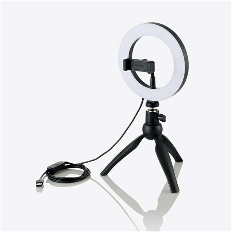 エレコム LEDリングライト(16cm/ミニ三脚付き) DE-L02BK ブラック