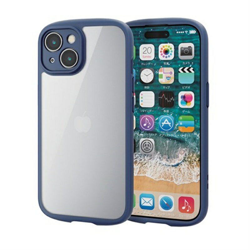 PM-A23ATSLFCKNV iPhone 15 ハイブリッドケース TOUGH SLIM LITE フレームカラー 背面クリア 極限保護 ネイビー -お品- -ds