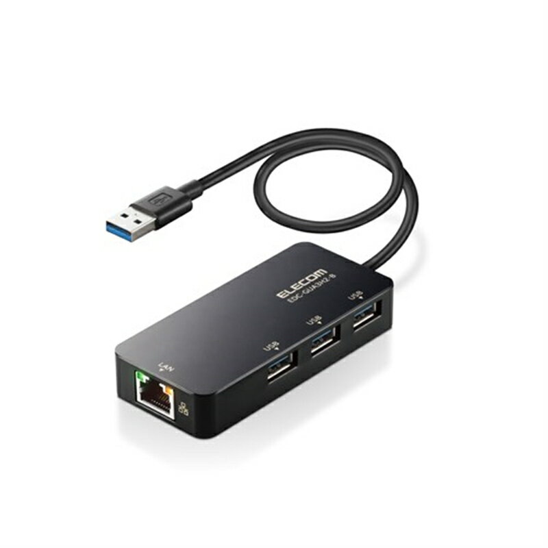 エレコム LANアダプター 有線 タイプA Giga USBハブ付 EDC-GUA3H2-B ブラック