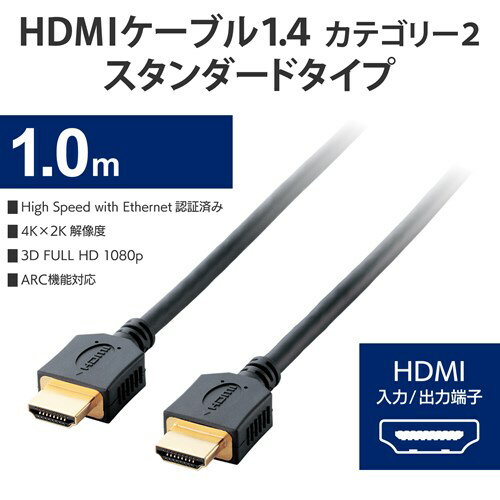 エレコム HDMIケーブル／1．4／イーサネット対応／1m DH-HD14ER10BK ブラック 2