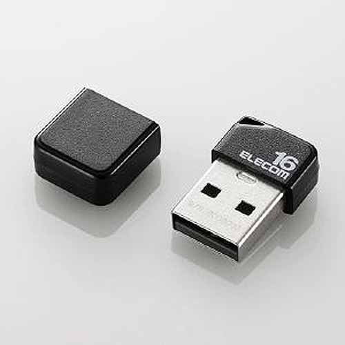 エレコム USBメモリ／小型／キャップ付 MF-SU2B16GBK ブラック　容量：16GB