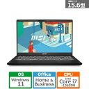 ノートパソコン ［15.6型 /Win11 Home /Core i7 /メモリ16GB /SSD512GB］ クラシックブラック MODERN-15-C13M-4374JP MSI エムエスアイコンピュータジャパン MODERN-15-H-C13M-4374JP