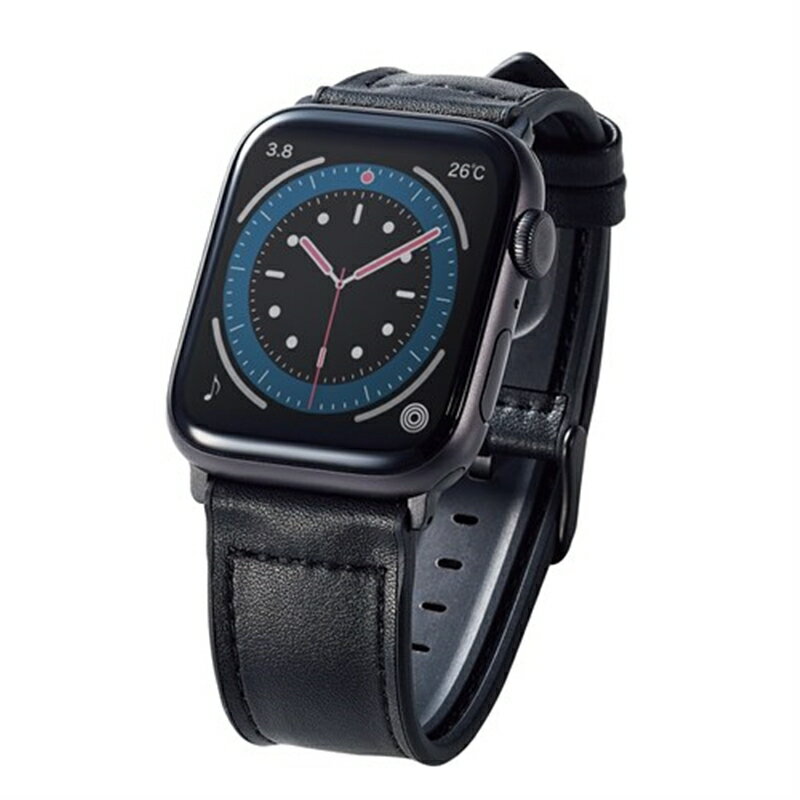 エレコム Apple Watch用ハイブリッドレザーバンド (45/44/42mm) AW-45BDLHVBK ブラック