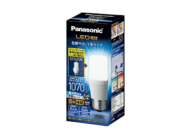 Panasonic(パナソニック) LED電球 T型 60形 E26 昼光色 LDT8DGST6 昼光色 60W形相当/E26口金
