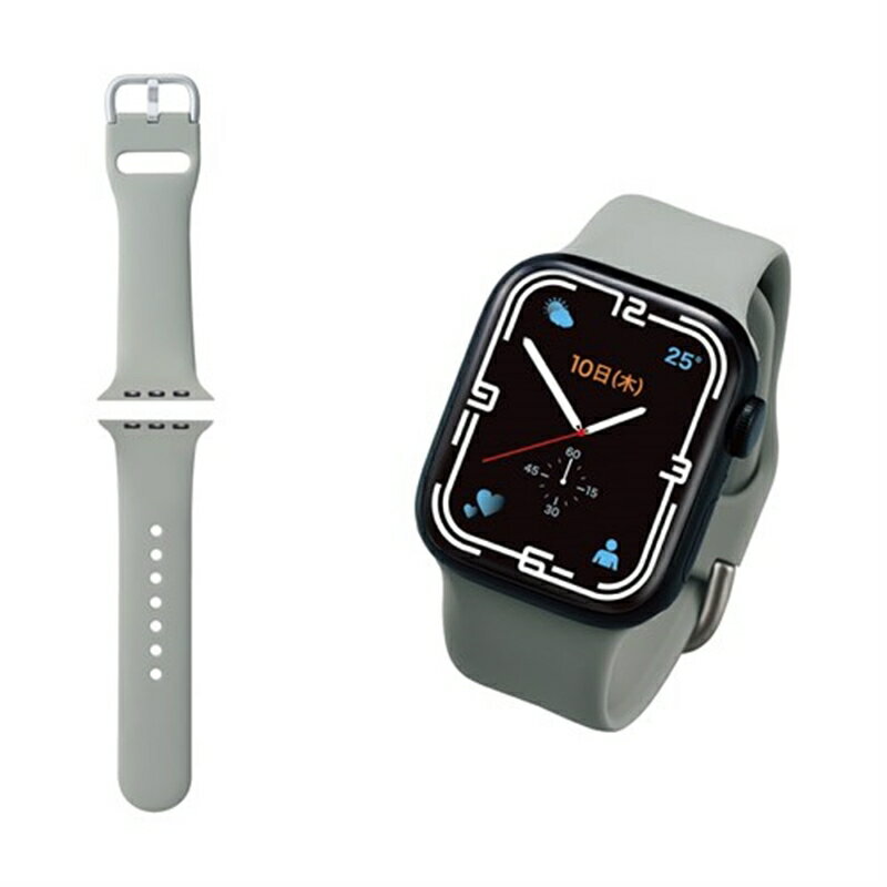 エレコム Apple Watch用シリコンバンド くすみカラー(41/40/38mm) AW-41BDSCGGY グレー