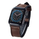 エレコム Apple Watch用ハイブリッドレザーバンド (45/44/42mm) AW-45BDLHVBR ブラウン