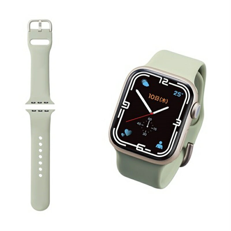 エレコム Apple Watch用シリコンバンド くすみカラー(41/40/38mm) AW-41BDSCGIV アイボリー