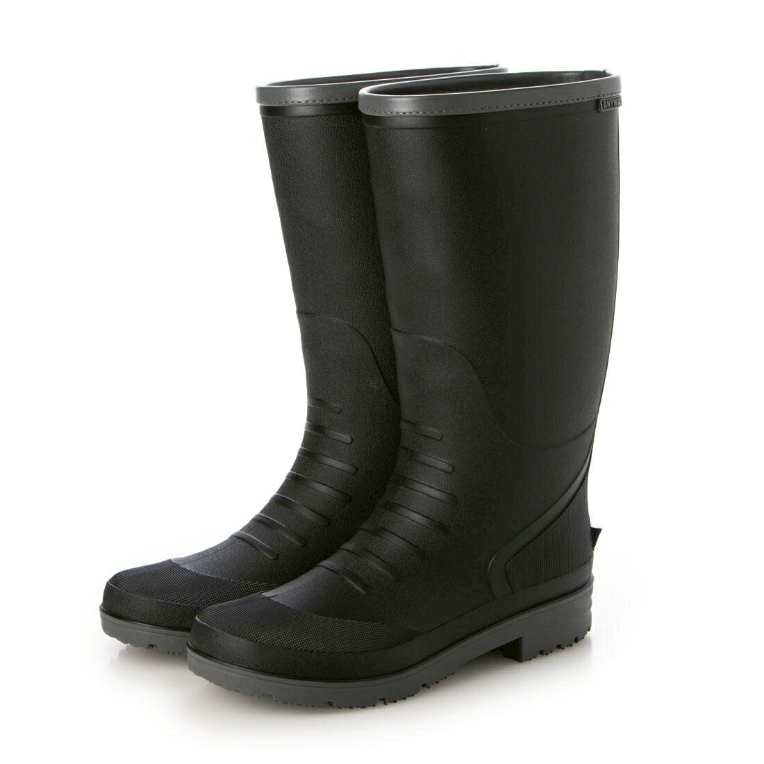 メンズ ロング レインブーツ アウトドアブーツ ワークブーツ 長靴 完全防水 防滑底 軽量 エラストマー TPE パイピング加工 抗菌 防臭 カップインソール マット調 3E 幅広 黒 ブラック 24.0 - 27.0 aw_23081