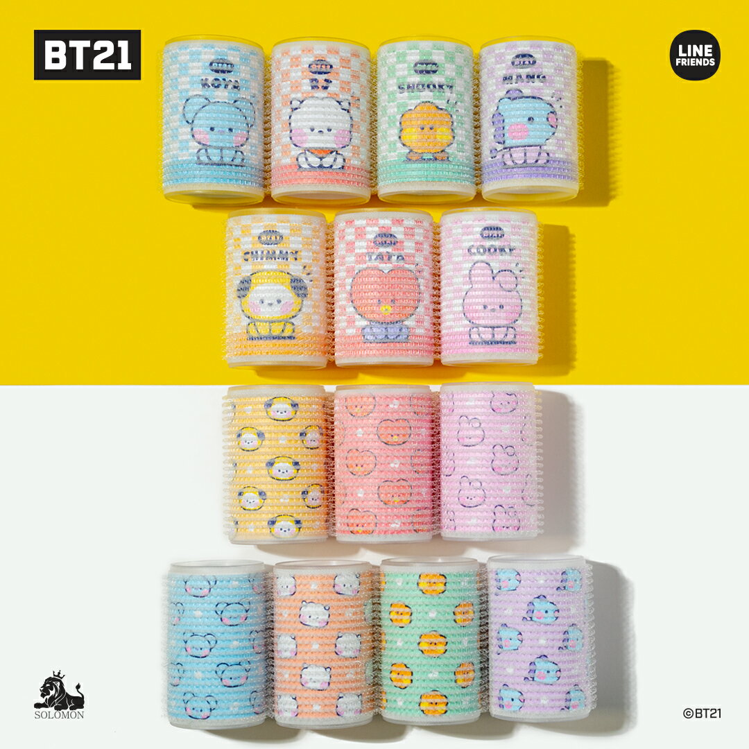 【：30%OFF SALE：】【BT21 minini ヘアロール(2P) BT21_HRL_C】HAIR ROLL 前髪カーラー 前髪ロール ヘアケア ヘアー カール ウェーブ ふんわり キャラクター KOYA RJ SHOOKY MANG CHIMMY TATA COOKY 推し活 ソロモン商事