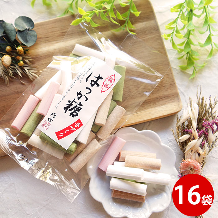 ハッカ飴 130g×16袋 ｜ はっか糖 お土産 菓子 スイーツ ギフト 和菓子 祝 ニッキ hakka ミント ハッカ プレゼント 女性 キャンディ あめ アメ 食べ物 薄荷糖 食べれるチョーク 昭和レトロ 食品 送料無料 手土産 父の日 ちちのひ 実用的の商品画像