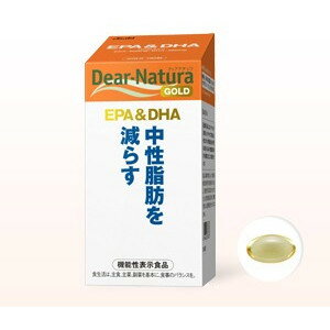 ●本品にはエイコサペンタエン酸（EPA）、ドコサヘキサエン酸（DHA）が含まれます。 ●中性脂肪を減らす作用のあるEPA、DHAは、中性脂肪が高めの方の健康に役立つことが報告されています。 機能性関与成分：エイコサペンタエン酸（EPA）、ドコサヘキサエン酸（DHA) 【EPA・DHAについて】 EPA（エイコサペンタエン酸）、DHA（ドコサヘキサエン酸）は魚に多く含まれる脂肪酸で、ヒトの体内では作ることのできない必須脂肪酸です。魚介類中心の食生活から、肉中心の食生活に変化しているため、脂肪の摂取量は増える一方で年々EPA、DHAの摂取量は減少しています。 EPA、DHAは脂肪酸合成を抑制するとともに、脂肪酸分解を促進させることが報告されており、その結果、血中中性脂肪を低下させると考えられています。 【成分】 EPA含有精製魚油／ゼラチン、グリセリン、酸化防止剤（ビタミンE） 【栄養成分】 (日摂取目安量（6粒）あたり) エネルギー・・26.54kcal たんぱく質・・0.92g 脂質・・2.46g 炭水化物・・0.18g 食塩相当量・・0g (機能性関与成分) EPA・・600mg DHA・・260mg