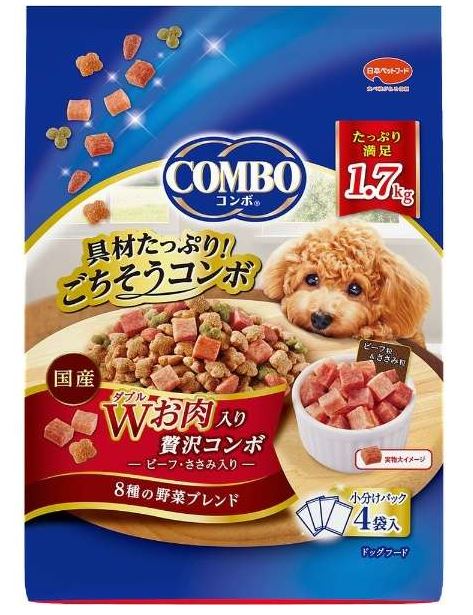 【納期約2週間】日本ペットフード コンボ ドッグ Wお肉入り 1.7kg［ドッグフード］