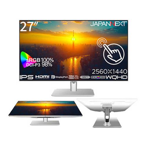 JAPANNEXT 27インチ WQHDモニター IPSパネル搭載 ホワイトカラー JN-IPS27WQHDR-C65W-FLD-T JNIPS27WQHDRC65WFLDT