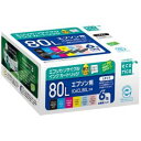 エコリカ ECI-E80L-6P IC6CL80L互換 リサイクルインクカートリッジ 6色パック ECIE80L6P 