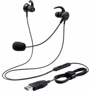 【納期約7-10日】ELECOM エレコム HS-EP15UBK マイクアーム付インナーイヤー 両耳 USB ブラック HSEP15UBKセール