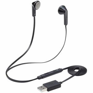 【納期約7〜10日】ELECOM エレコム HS-EP19UBK インナーイヤー型ヘッドセット セミオープン ミュートスイッチ付 両耳 USB ブラック HSEP19UBK