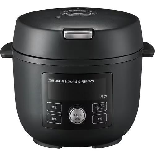 タイガー魔法瓶 COK-A220 電気圧力鍋 TIGER COOKPOT 1.4L マットブラック COKA220発売日：2023年6月21日●圧力調理の「時間」に着目したコンパクトクッカータイガー独自の圧力をかけすぎない「うま圧」調理で、待ち時間である減圧時間を大幅に短縮。「うま圧」メニューは、ジャー炊飯器の圧力のかけかたを手本にした圧力調理で、味がしみ込みやすい一定圧力（約1.15気圧）で時間をかけて調理を行った後は約7分で減圧を完了します。高圧力をかけて調理する一般的な電気圧力鍋よりも調理を開始してから食べ始められるまでの時間が短くなります。●毎日の献立のレパートリーが広がる豊富な「オートメニュー」（40メニュー）を搭載。1台10約で肉料理から発酵や炊飯までマルチに活躍。手動で設定するマニュアルモードは、「うま圧」「高速」「スロー」「無水」「発酵」「ベイク」「温め」の7メニューを搭載。その他、「炊飯」「茹で」「低温」などつくりたい料理に応じて火かげんや調理時間を手動で設定して調理できます。●「内ぶたフィルター」搭載食材による蒸気孔のつまりを防ぎ、葉物調理も可能に。●片手で開けやすく、ふたの置き場所に困らない、つゆダレやつゆの飛び散りを抑える。開けやすいヒンジつきアシストオープンは、いきおいよく開かないので内ぶたについた水滴が飛び散りにくい設計です。つゆ受けも着脱しやすい構造に。●お手入れ部品が少なく使用後のお手入れが簡単お手入れ部品3点でつゆ受け、内ぶたは食器洗い乾燥機対応。●オートメニューに「クリーニング」搭載調理後のにおいが気になるときのクリーニングメニューを搭載。圧力をかけて高温短時間（約30分）で気になるにおいを取り除きます。手間がかからず楽にお手入れができます。（においによっては完全に除去できない場合があります。） 【仕様】本体質量 (約)：3.6kgサイズ（約)(cm) 幅×奥行×高さ：28.1×27.4×22.6定格消費電力：650Wコース（メニュー）：うま圧、高速、スロー、低温、無水、発酵、ベイク、炊飯、茹で、温め保温機能：ありタイマー予約：ありフタの種類：プッシュ式最大圧力：15kPaメニュー数：自動メニュー数：41 手動メニュー数：7最大予約設定時間：12時間最大保温時間：12時間炊飯容量（白米）：約0.18-0.54L（1-3合）実容量：1.2L（うま圧、高速）／1.4L（その他調理）コードの長さ(m)：約1.1m