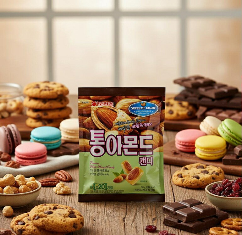 オールネショップの【送料無料】オリオン トン アーモンド 99g×6袋セット まとめてお得 韓国お菓子 トンアーモンド orion オリオン アーモンドキャンディー 韓国土産【8801117331009】｜アングル2