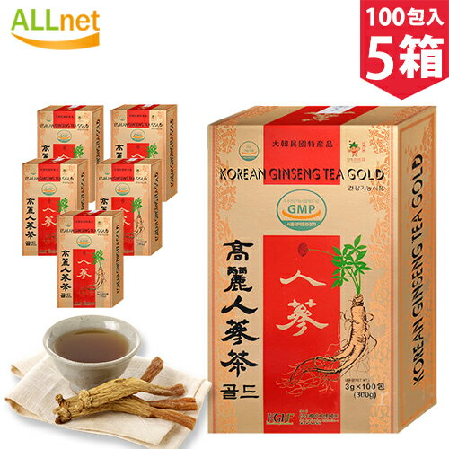 まとめてお得・送料無料 韓国産 GMP高麗人参茶（紙箱）100包x5個セット KGNF　高麗人参茶GOLD