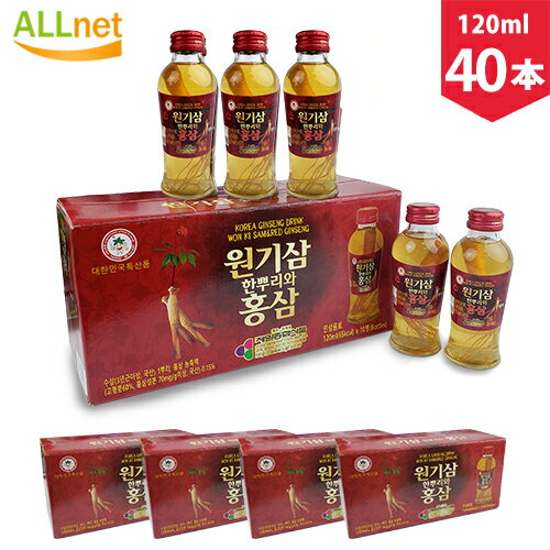 【送料無料】元気参 高麗人参 紅参 ドリンク 120ml 40本 健康 ドリンク 飲料 栄養 韓国 紅参 高麗人参 朝鮮人参 こうじん 六年根 元気 スタミナ コロナ ウイルス 対策 免疫 高麗人参ドリンク