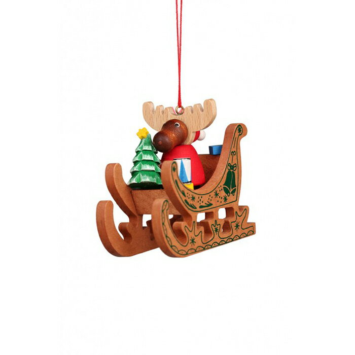 CHRISTIAN ULBRICHT ☆オーナメント☆ そりに乗った大きめなトナカイ サンタ W7.5cm H6.6cm MOOSE SANTA IN SLED ORNAMENT 100653