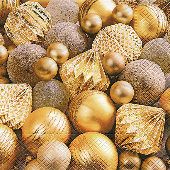 ペーパーナプキン☆ PAPER+DESIGN 可愛い Shiny gold baubles ドイツ製 クリスマスザイフェン NAPKIN クリスマス雑貨 贈り物 装飾【20枚入り】【メール便可】600251