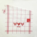 Sde サエラ 綿100％ デザイン キッチン マット KITCHEN TOWEL CHECKS POULETTE ホワイト 赤 ニワトリ フランス (50cm×70cm) 4032090