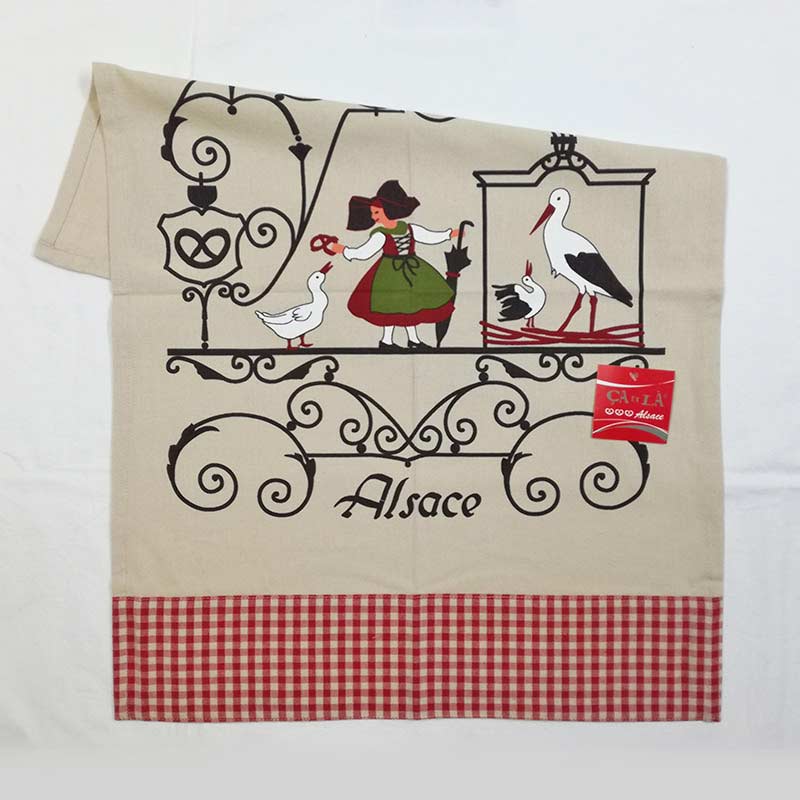 Rakuten - Sde サエラ 綿100％ デザイン キッチン マット KITCHEN TOWEL YARN DYED PRINTED WAPP ベージュ 赤チェック フランス (50cm×70cm) 5965040