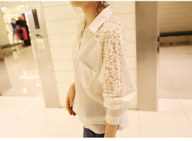 花柄レース刺繍デザインシャツ◎送料無料でこの価格!シャツブラウストップスゆったり人気可愛い◎お洒落2017SS新作