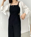callautia ウエストスリットサロペットパンツ